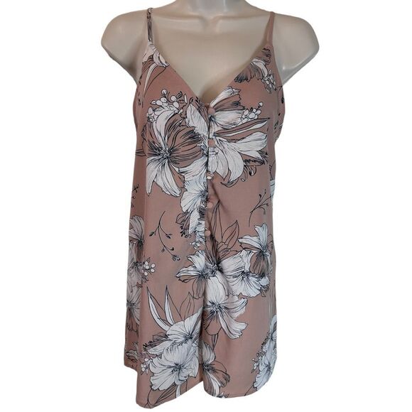 Audrey 3+1 Pants - Audrey 3+1 Floral Print Romper Spaghetti Strap‎ V-Neck Summer Playsuit M